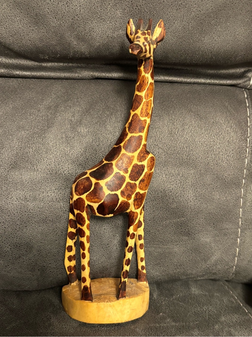 Hand-Carved Brown & Tan Giraffe Wood Home Decor Accent